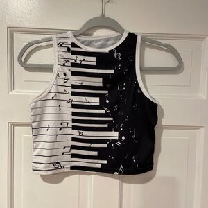 Music Piano Print Crop Tank Top – Medium (New Without Tags)